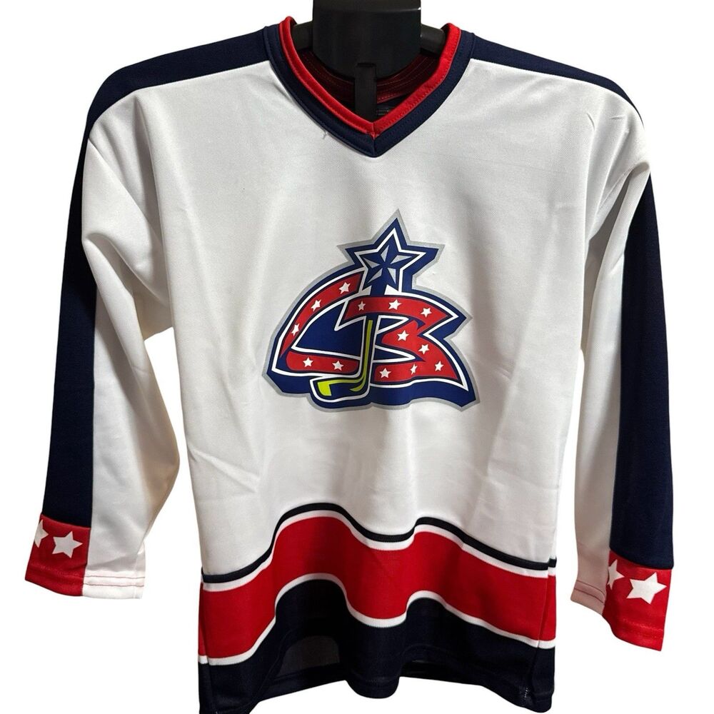 NWT Authentic Ccm Columbus Blue Jackets Jersey Boys XL Mic 90s Vintage‎ White
